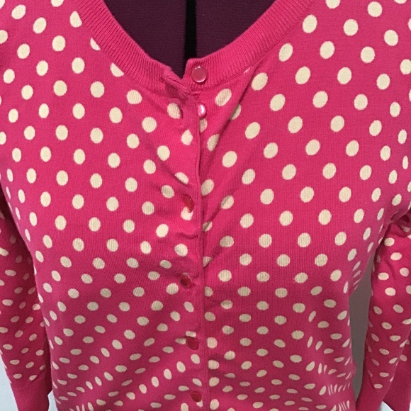 Spense Knits- Pink and Cream Polka Dot Sweater - Picture 2 of 12
